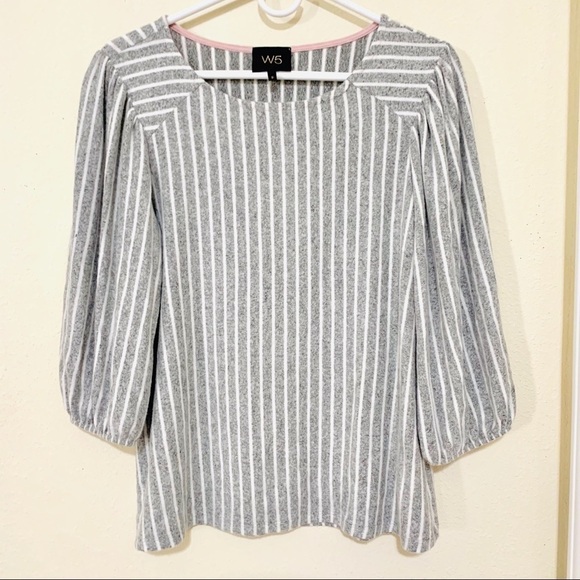 ANTHROPOLOGIE W5•striped puffed shoulder blouse - Picture 1 of 7